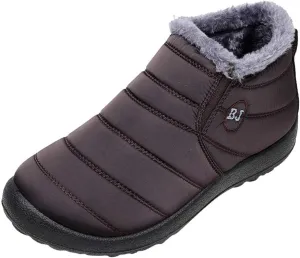 Women's Winter Snow Ankle Boots Fur Lined Waterproof Outdoor Slip On Booties Sneakers Anti-Slip Lightweight Ankle Bootie