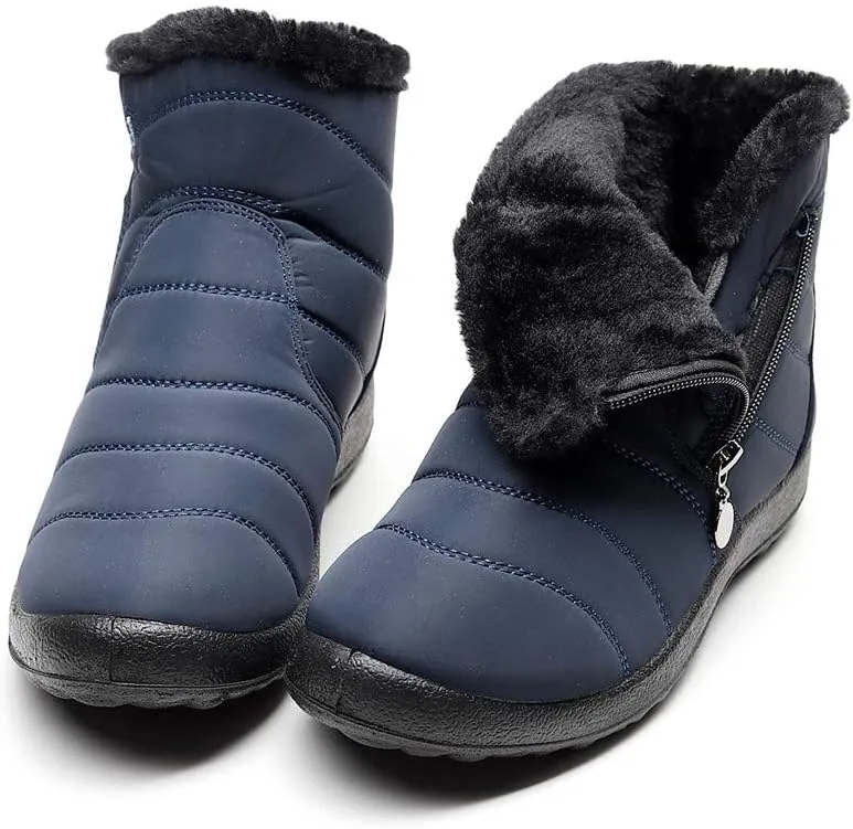 Women's Winter Snow Ankle Boots Fur Lined Waterproof Outdoor Slip On Booties Sneakers Anti-Slip Lightweight Ankle Bootie