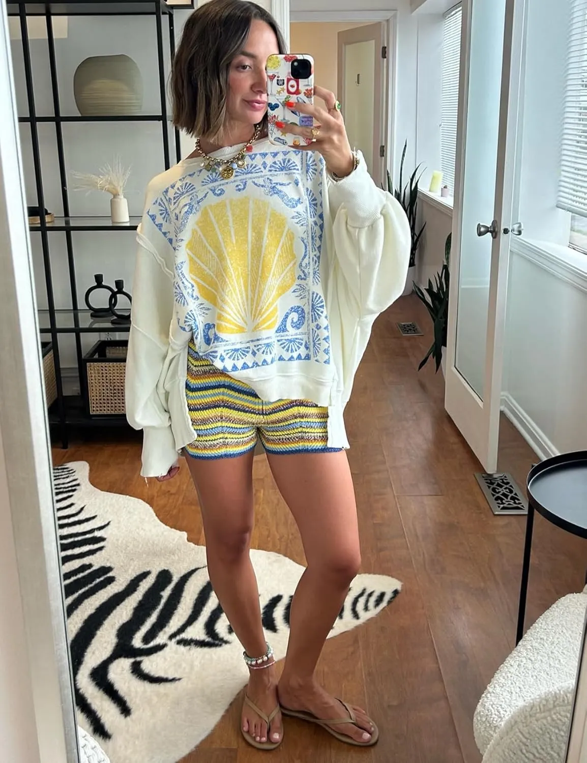 Women’s Y2K Striped Knit Shorts High Waisted Short Lounge Summer Elastic Rainbow Color Block Sweater Shorts