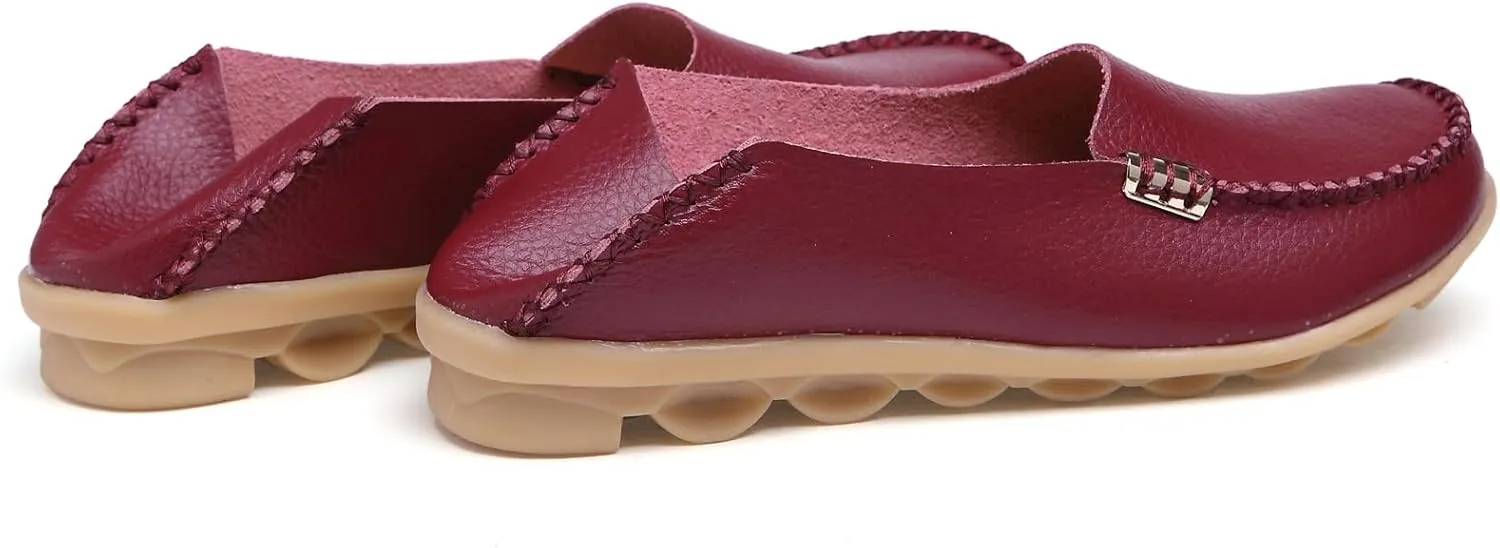 WUIWUIYU Women's Comfortable Loafers Casual Round Toe Moccasins Driving Flats Soft Walking Shoes Women Slip Ons