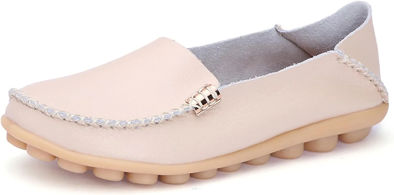 WUIWUIYU Women's Comfortable Loafers Casual Round Toe Moccasins Driving Flats Soft Walking Shoes Women Slip Ons