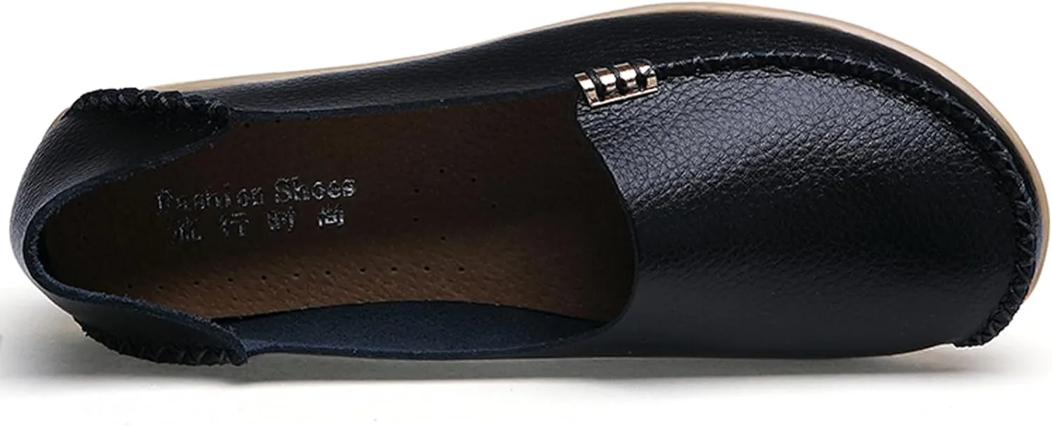 WUIWUIYU Women's Comfortable Loafers Casual Round Toe Moccasins Driving Flats Soft Walking Shoes Women Slip Ons