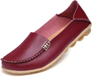 WUIWUIYU Women's Comfortable Loafers Casual Round Toe Moccasins Driving Flats Soft Walking Shoes Women Slip Ons