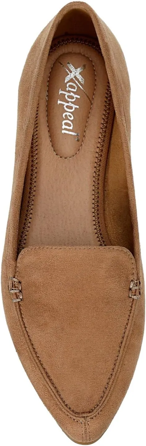 XAPPEAL Ivie - Women's Classic Faux Suede Comfortable Pointed Toe Slip-on Loafer Flats