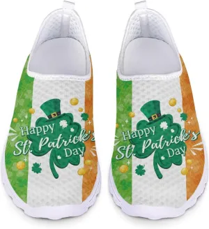 Xpyiqun St Patricks Day Sport Sneakers Walking Slip On Shoes Women Road Running Loafers Size 5.5-11.5