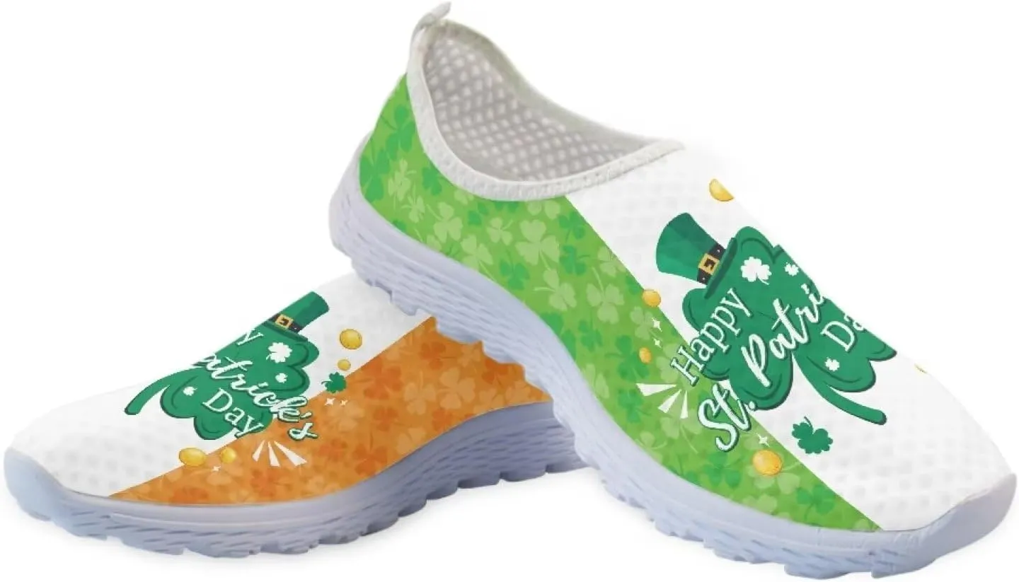 Xpyiqun St Patricks Day Sport Sneakers Walking Slip On Shoes Women Road Running Loafers Size 5.5-11.5