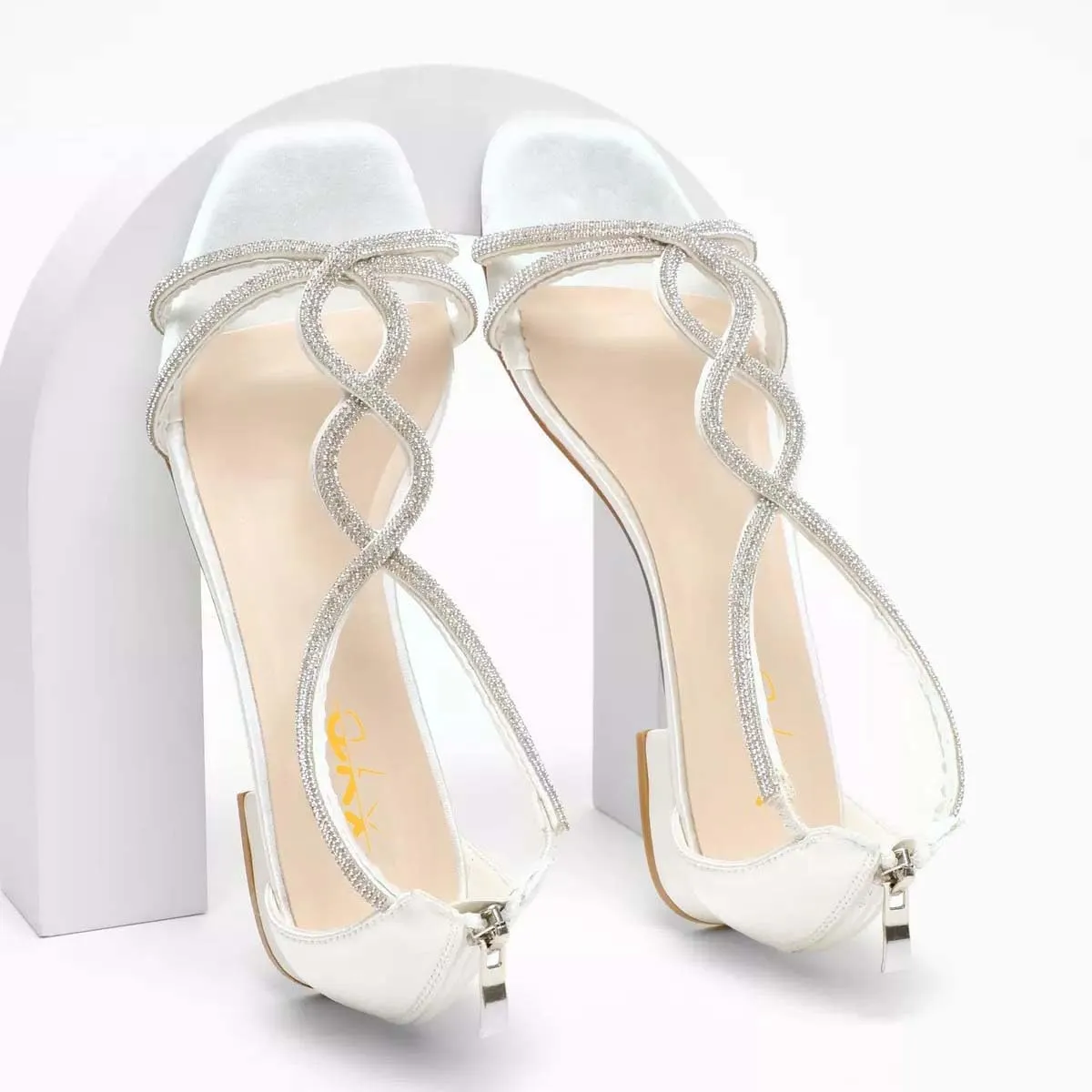 XYD Women's Crystal Low Heel Sandals Square Open Toe Snakelike T-Bar Strappy Flats with Back Zip Stylish Dress Shoes