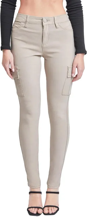 YMI Women's Junior Hyperstretch Button Skinny Cargo Jean