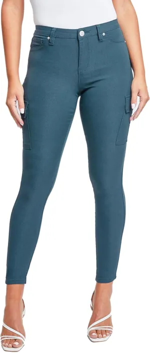 YMI Women's Junior Hyperstretch Button Skinny Cargo Jean