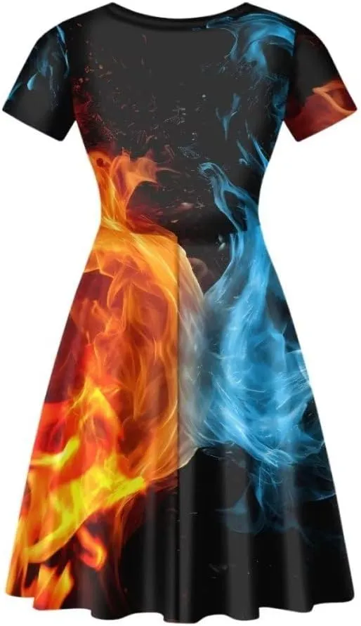 Youngerbaby Women Tank Dresses Midi Dress Loose Short Sleeve Summer Beach Dresses Tunic Top Casual Dress