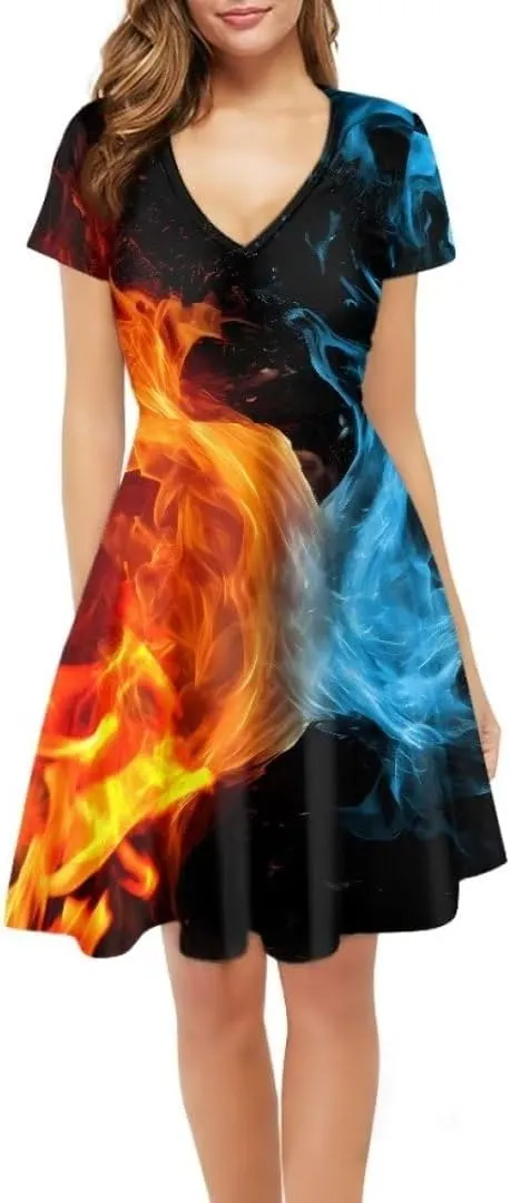 Youngerbaby Women Tank Dresses Midi Dress Loose Short Sleeve Summer Beach Dresses Tunic Top Casual Dress