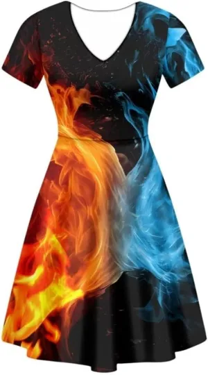 Youngerbaby Women Tank Dresses Midi Dress Loose Short Sleeve Summer Beach Dresses Tunic Top Casual Dress