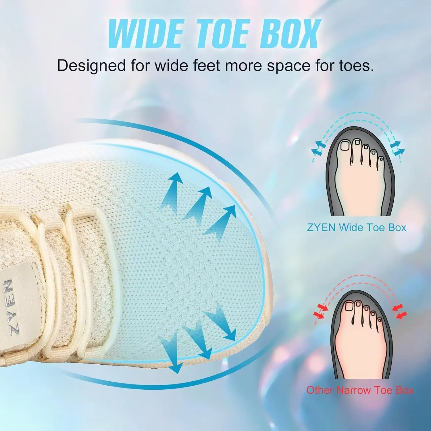 ZYEN Wide Toe Box Shoes Women Non-Slip Ultra Light Running Sneakers Extra Wide Feet Arch Support Walking Shoes Tennis Diabetes Breathable Gym Workouts 6-12